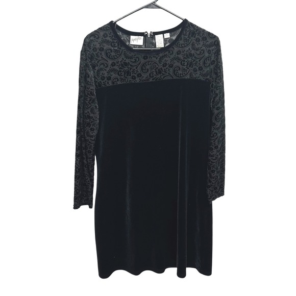 Jacqueline Ferrar Velvet Dress 14P Black Sheer Burnout Paisley Gothic Formal - Picture 1 of 9